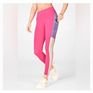 Fabletics NEW Mila High Waist Pocket Legging XL Pink Violetta Colorblock Ankle